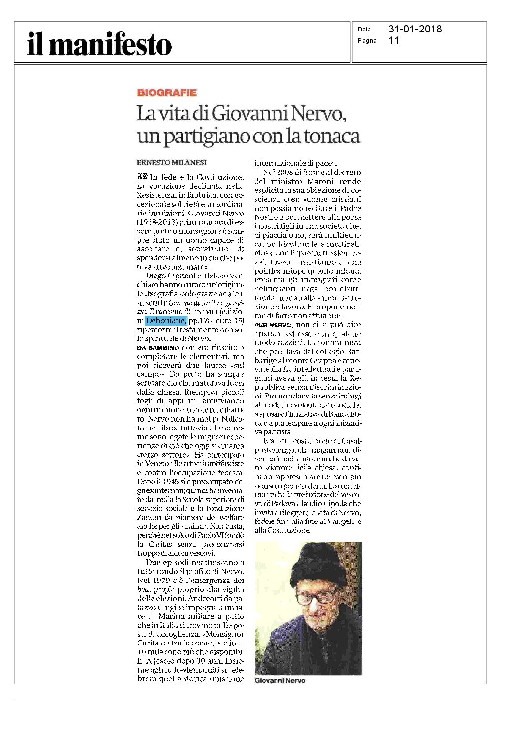 La vita di Giovanni Nervo, un partigiano con la tonaca