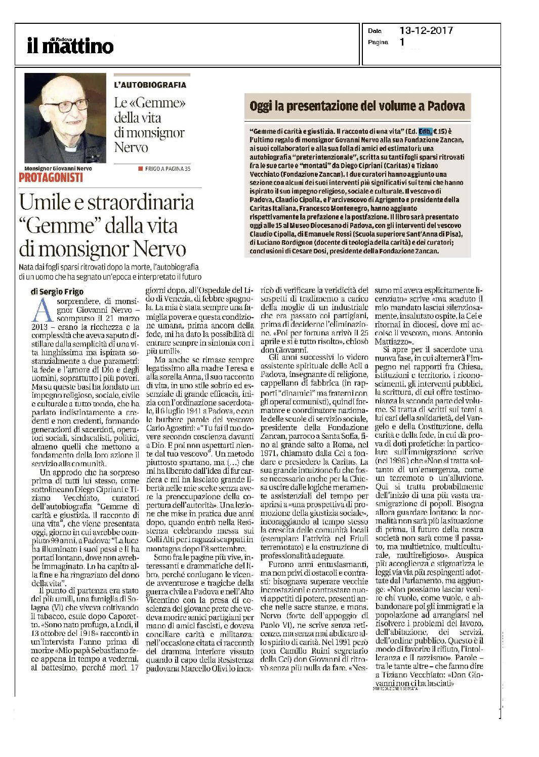 Umile e straordinaria "Gemme" dalla vita di monsignor Nervo