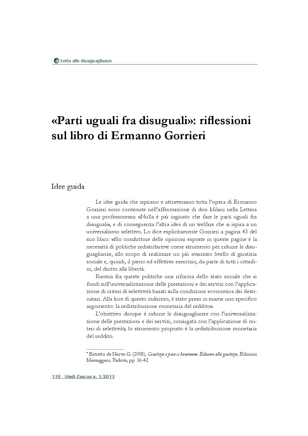 «Parti uguali fra disuguali»: riflessioni sul libro di Ermanno Gorrieri