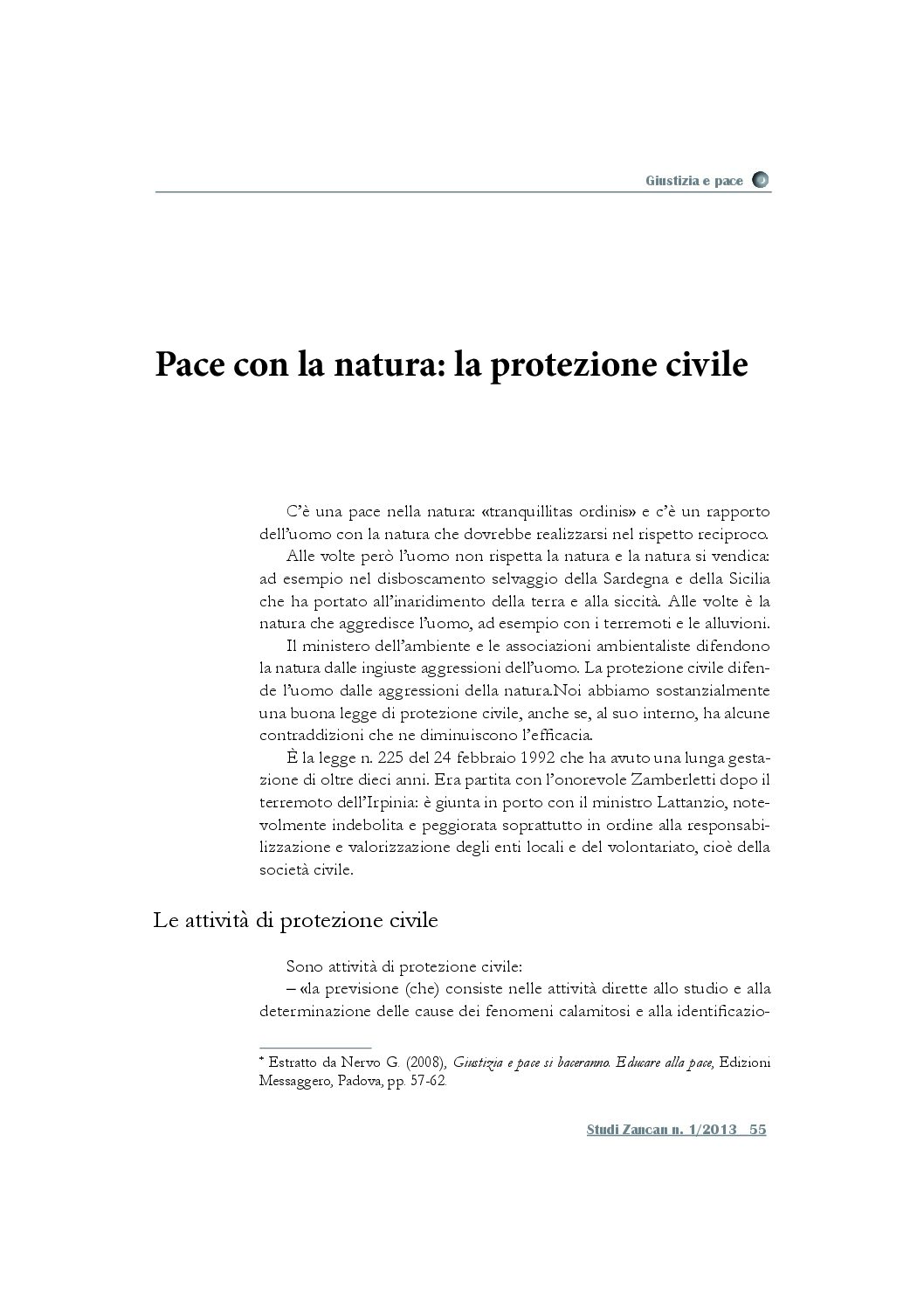 Pace con la natura: la protezione civile