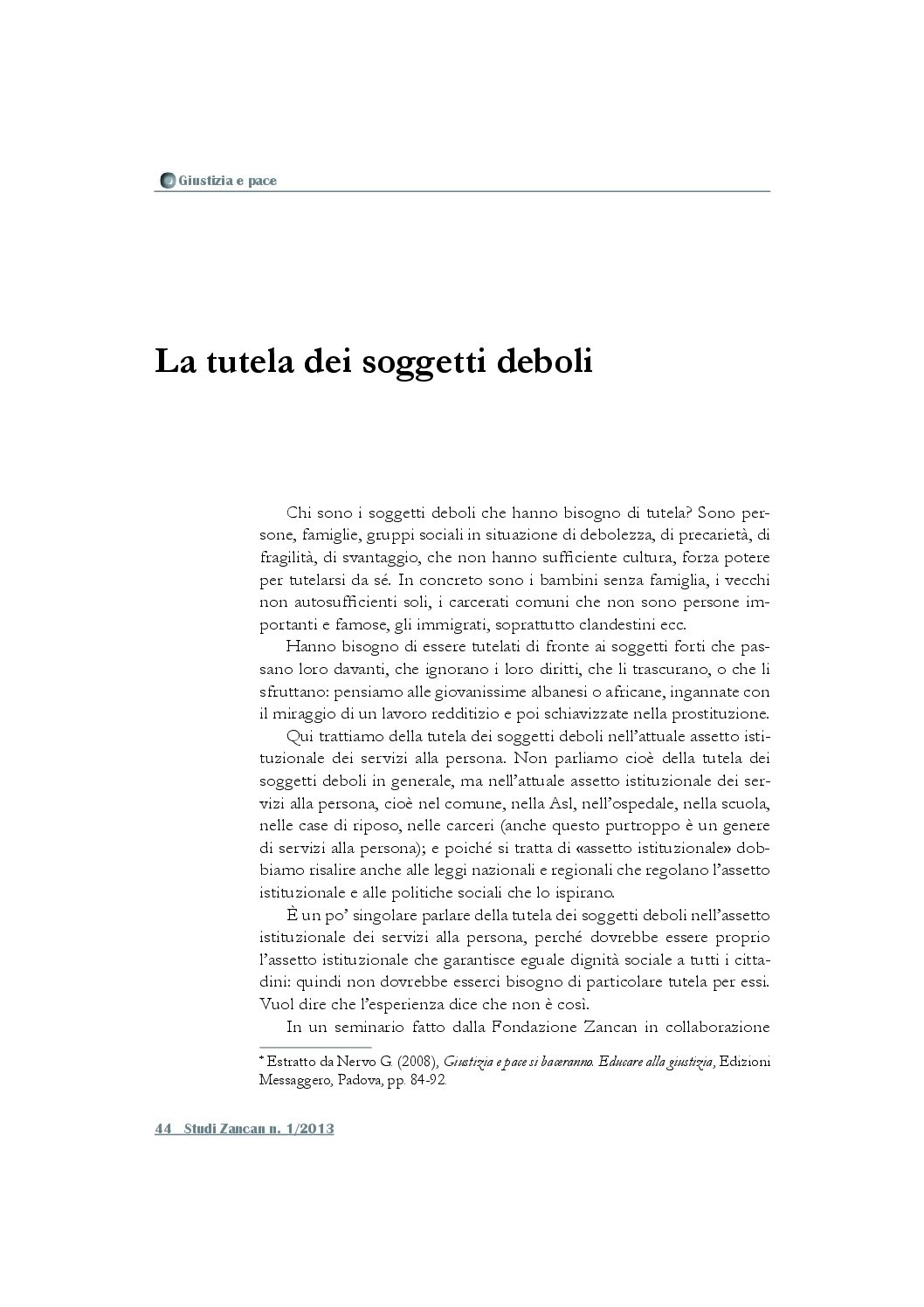 La tutela dei soggetti deboli