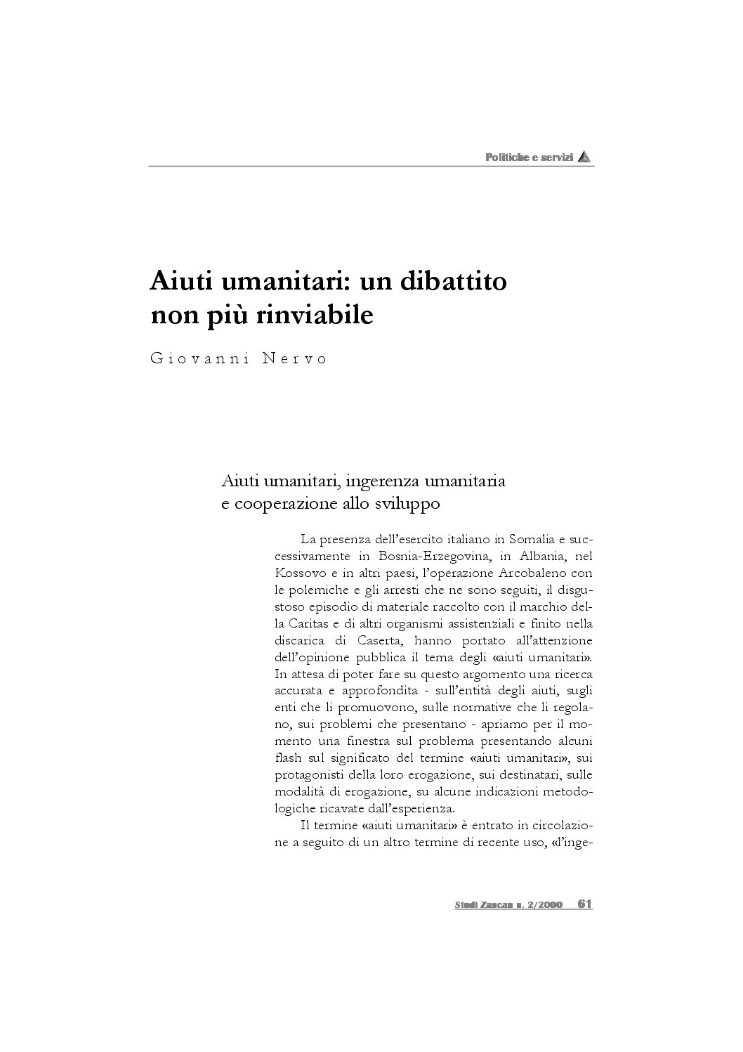 Aiuti umanitari: un dibattito non più rinviabile