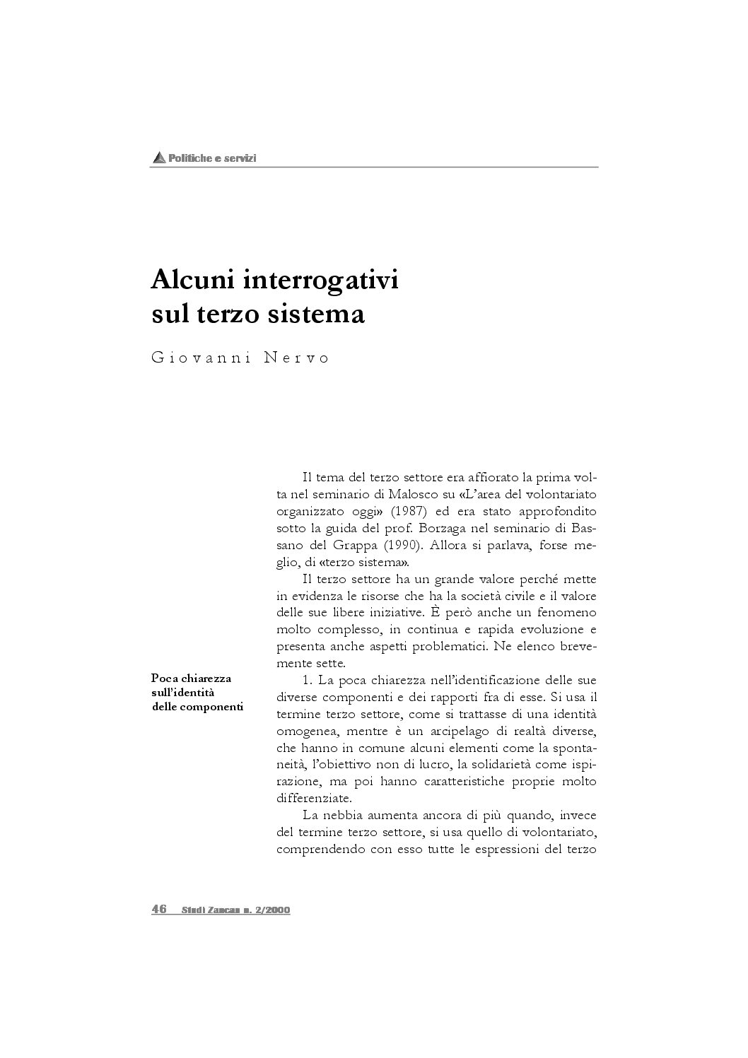 Alcuni interrogativi sul terzo sistema